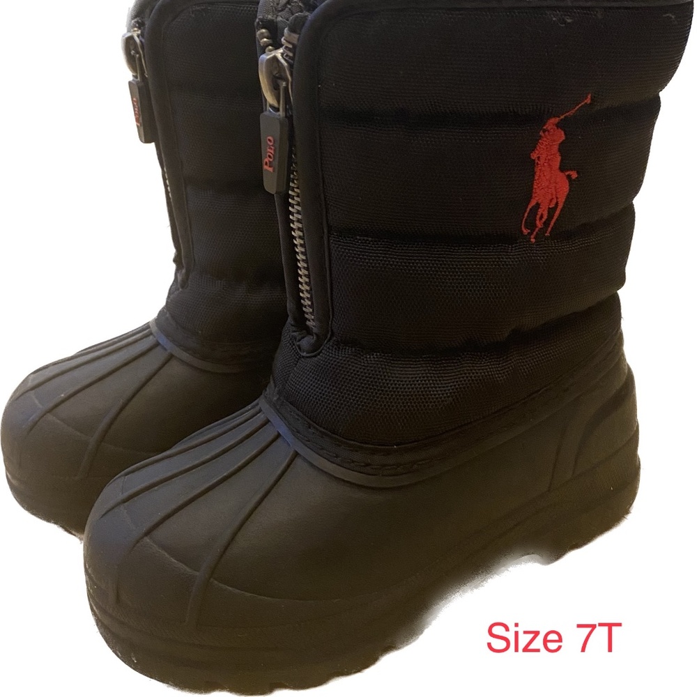 Ralph Lauren 7 Toddler Boys Boots Black with Red Pony